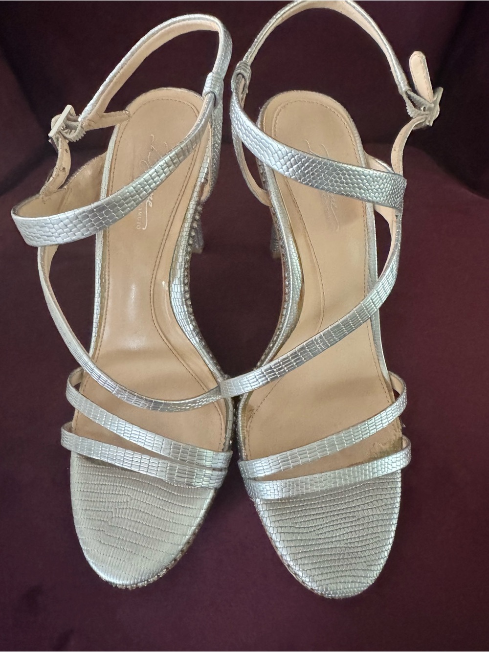 Vince Camuto Metallic Silver Strappy Heeled Sandals